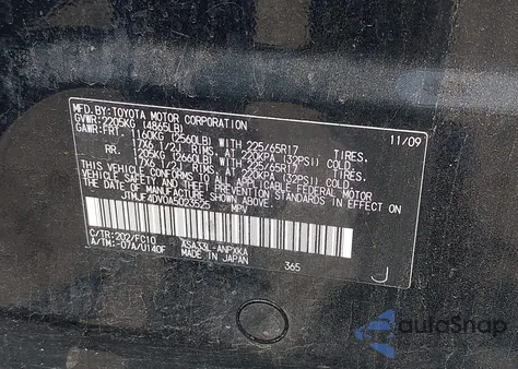 2010 Toyota Rav4 из США, поврежденный, VIN JTMJF4DV0A5023525